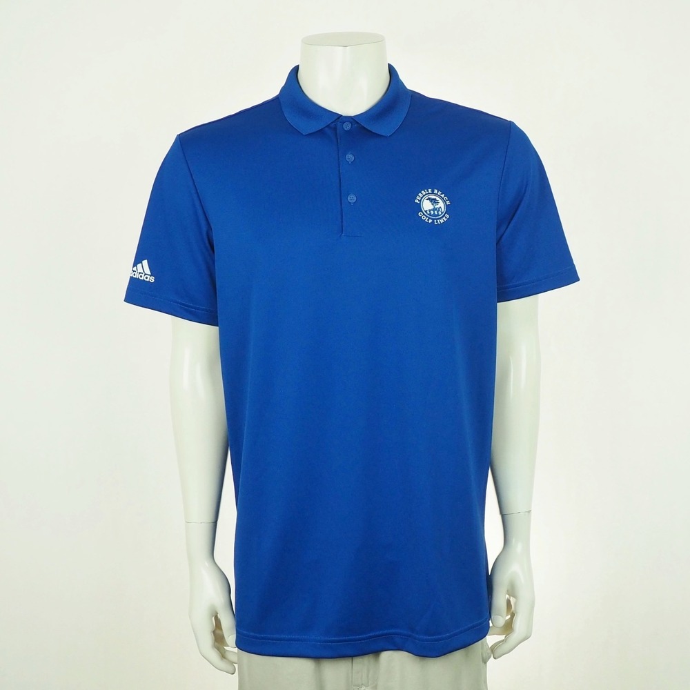 Adidas Golf Polo Shirt Mens Large Blue Pebble Beach Golf Links 1919 Performance